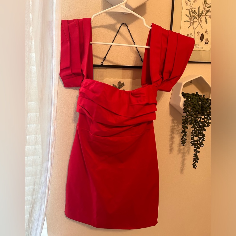 Red off the shoulder dress